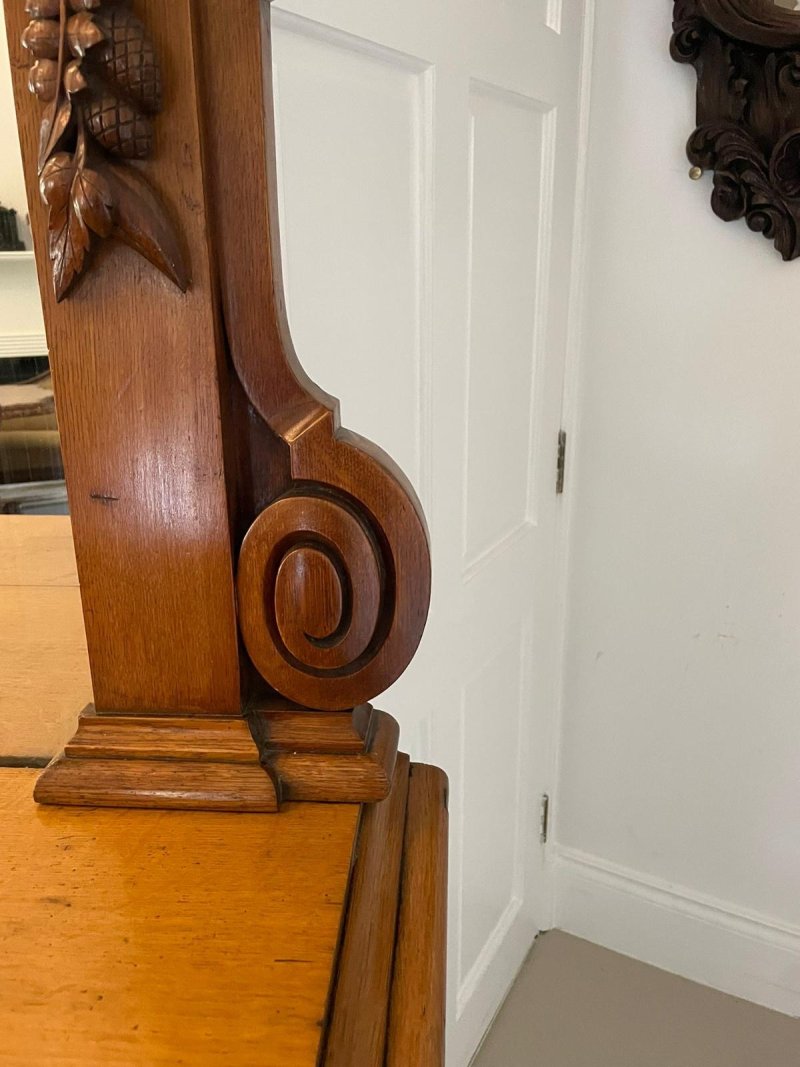 Majestic Antique Victorian Carved Oak Mirror Backed Sideboard - Image 13